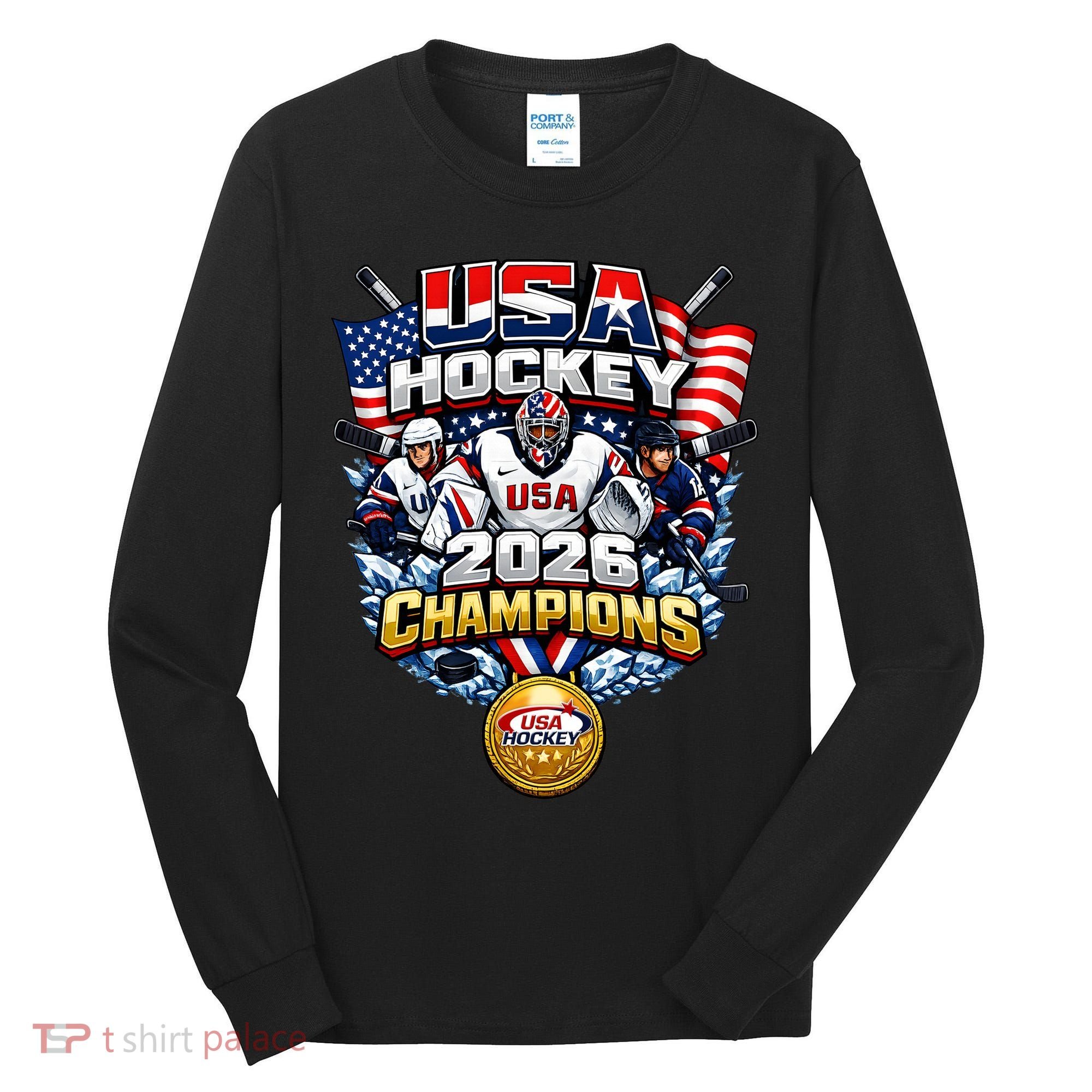 USA Hockey 2026 Champions Gold Medal Tall Long Sleeve Shirt