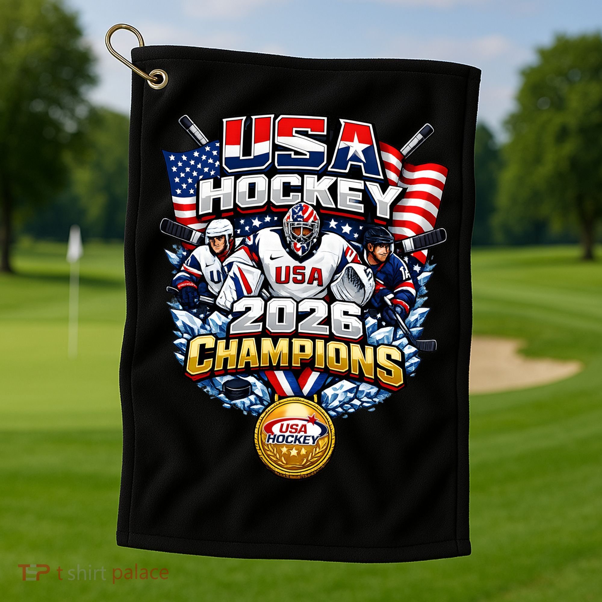 USA Hockey 2026 Champions Gold Medal Golf Towel