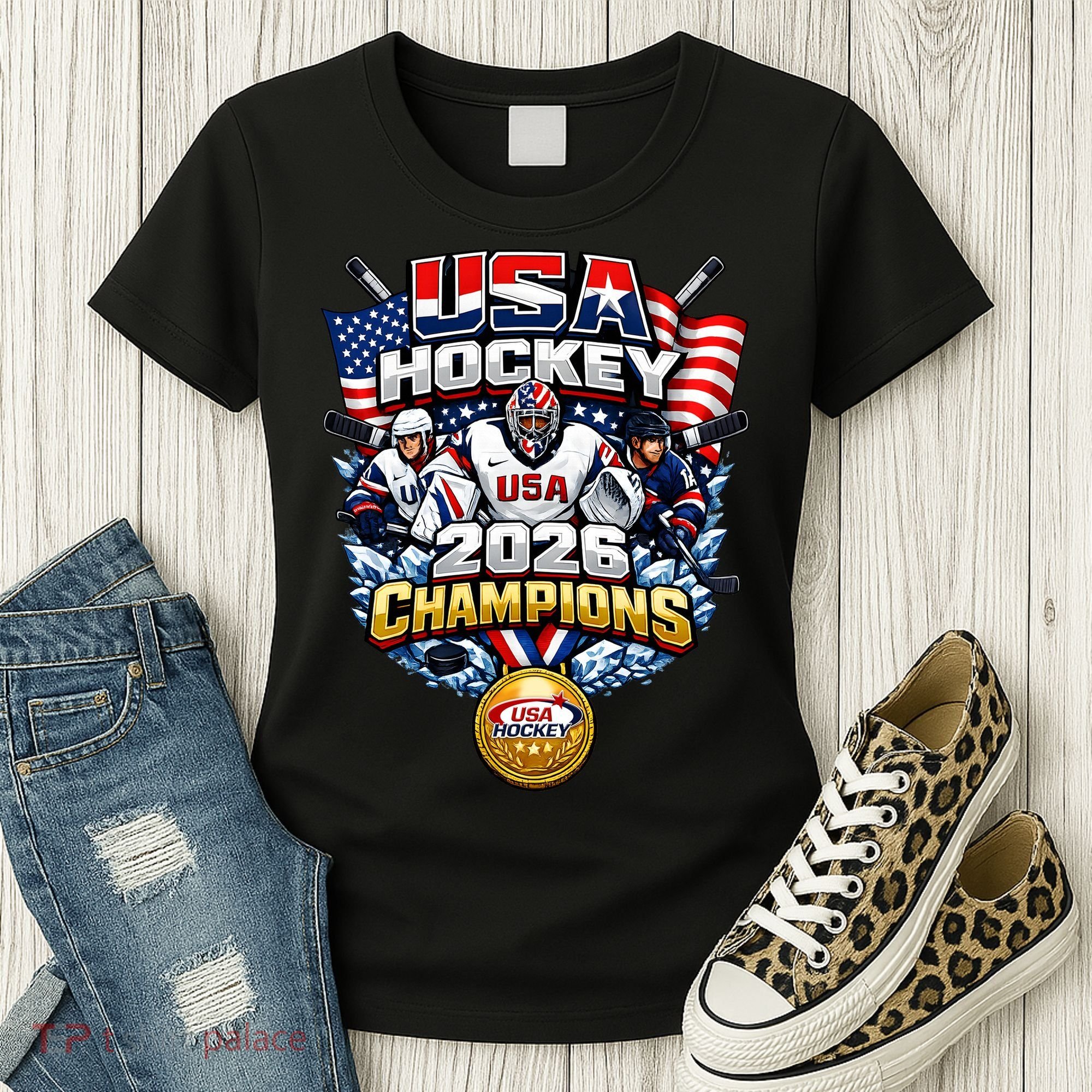 USA Hockey 2026 Champions Gold Medal Women's T-Shirt