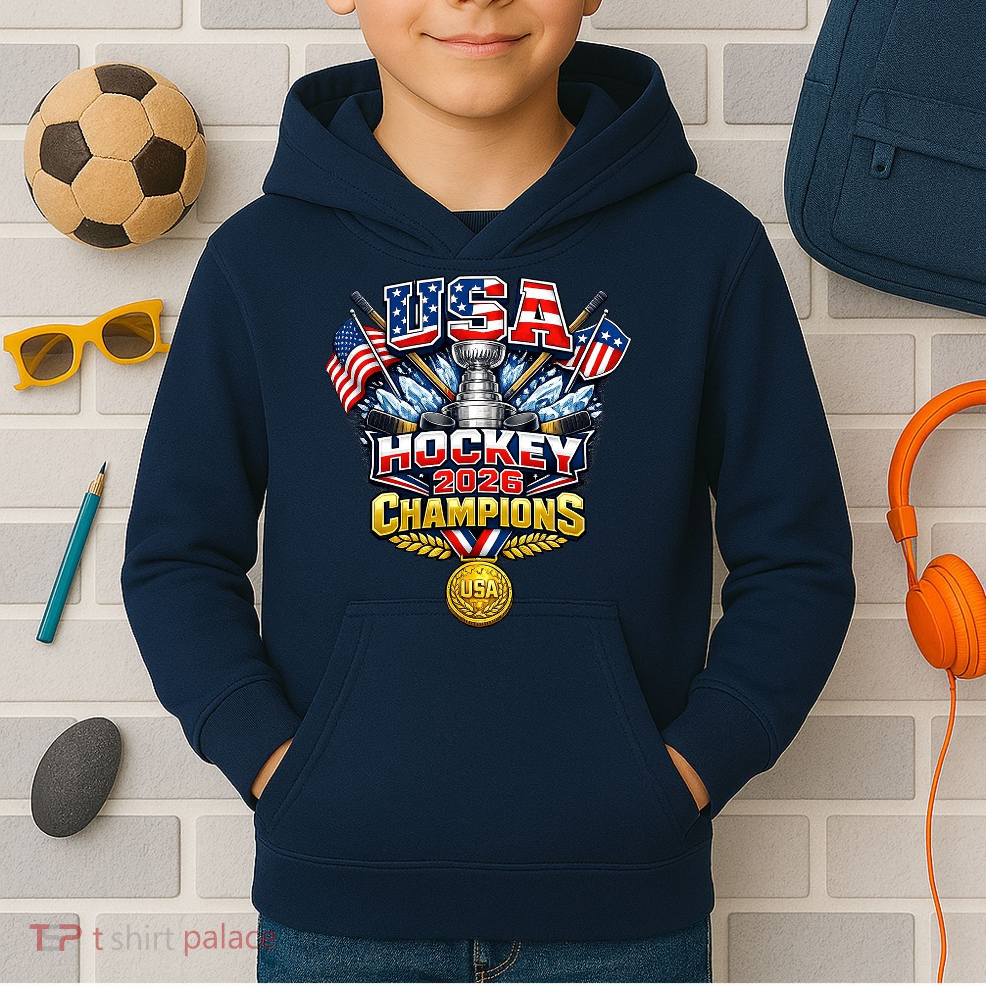 USA Hockey 2026 Champions Trophy Kids Hoodie