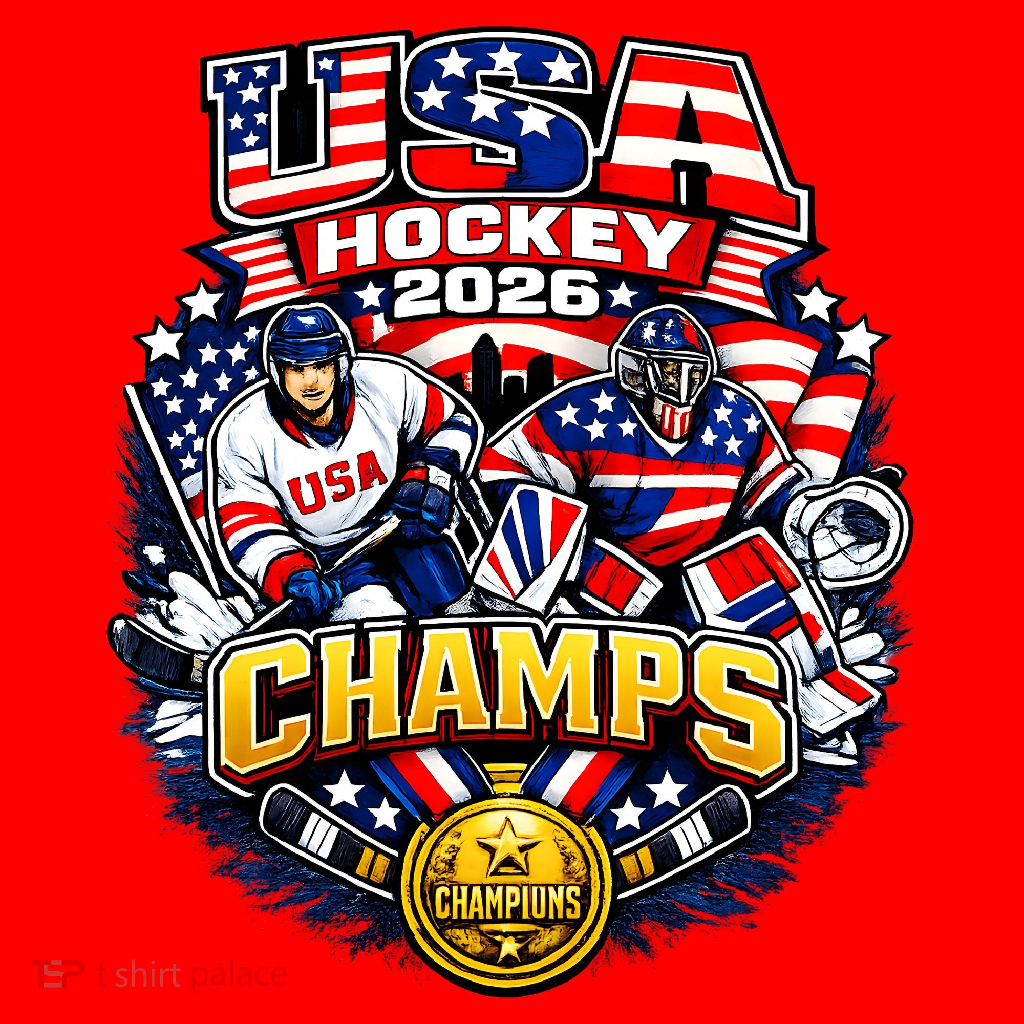 USA Hockey 2026 Champs Gold Medal Santa Hat