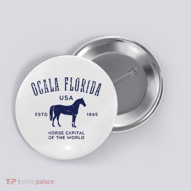 USA Horse Capital Distressed Equestrian Design Button