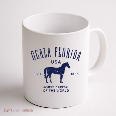 USA Horse Capital Distressed Equestrian Design Coffee Mug back