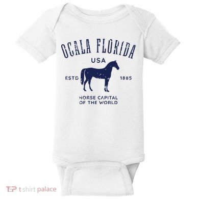 USA Horse Capital Distressed Equestrian Design Baby Bodysuit