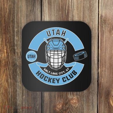 U.T.A.H H.O.C.K.E.Y Club Mask Black Coaster