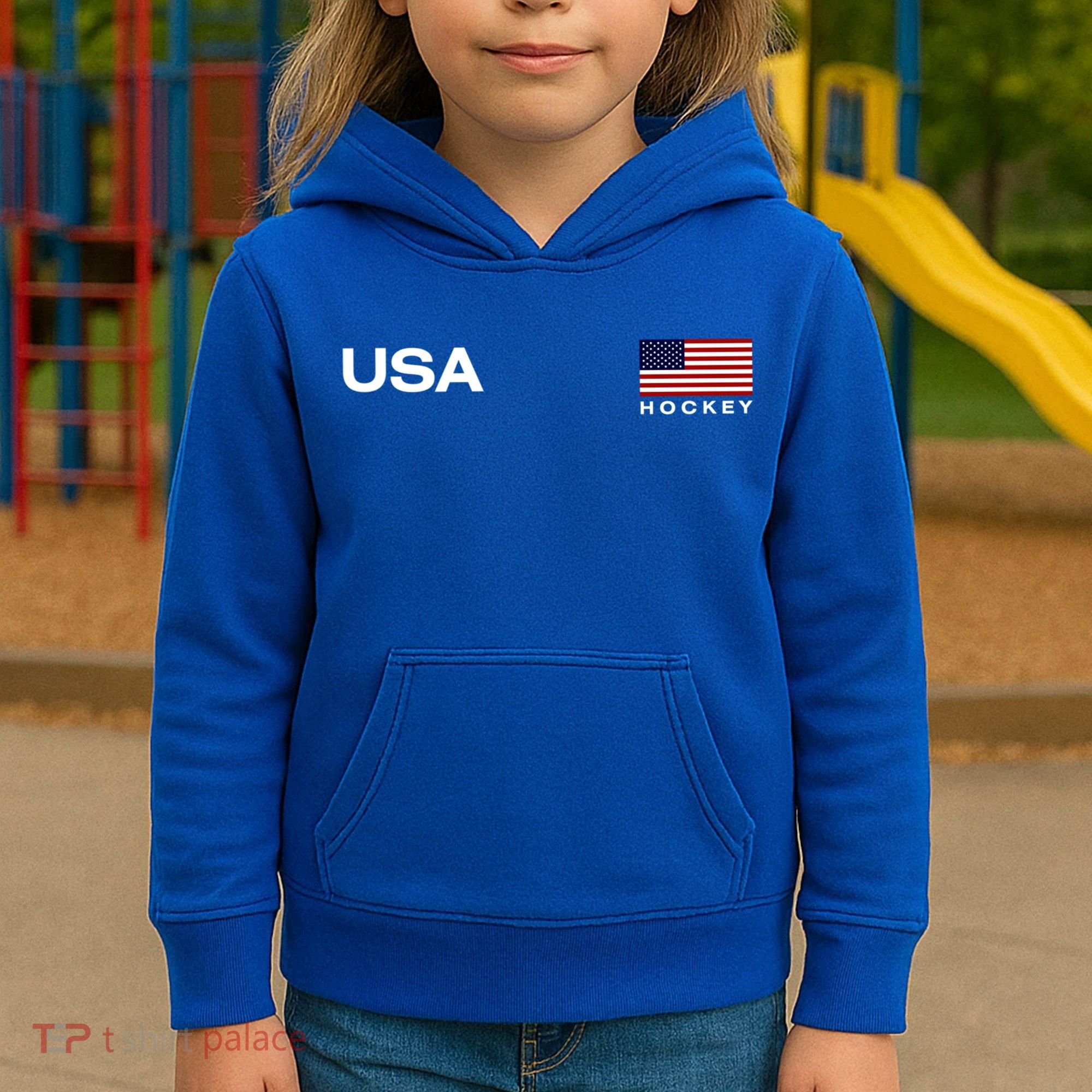 Usa Hockey Flag Gift Kids Hoodie
