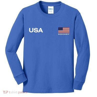 Usa Hockey Flag Gift Kids Long Sleeve Shirt