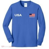 Usa Hockey Flag Gift Kids Long Sleeve Shirt thumb 0
