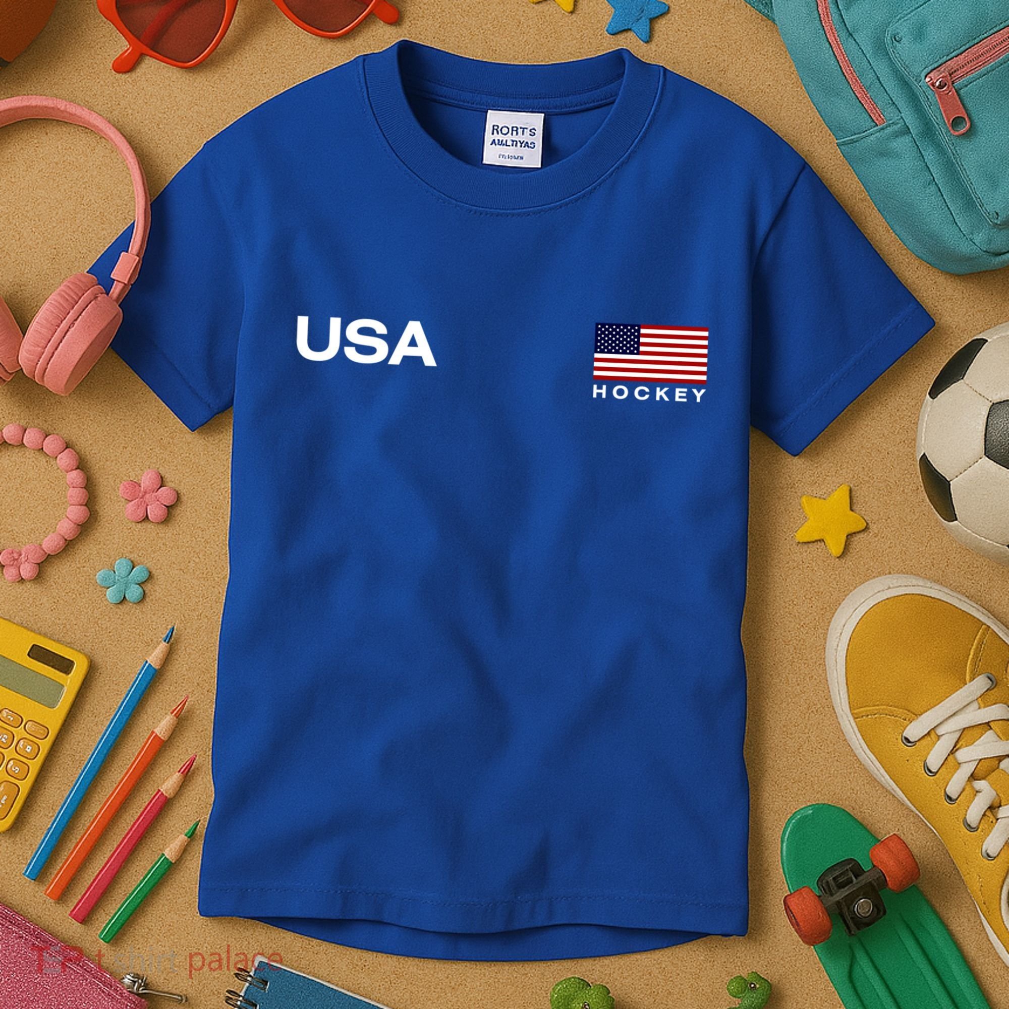 Usa Hockey Flag Gift Kids T-Shirt