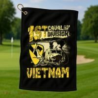 Uh1 Huey Helicopter 1st Cavalry Division Vietnam Veteran Golf Towel thumb 1