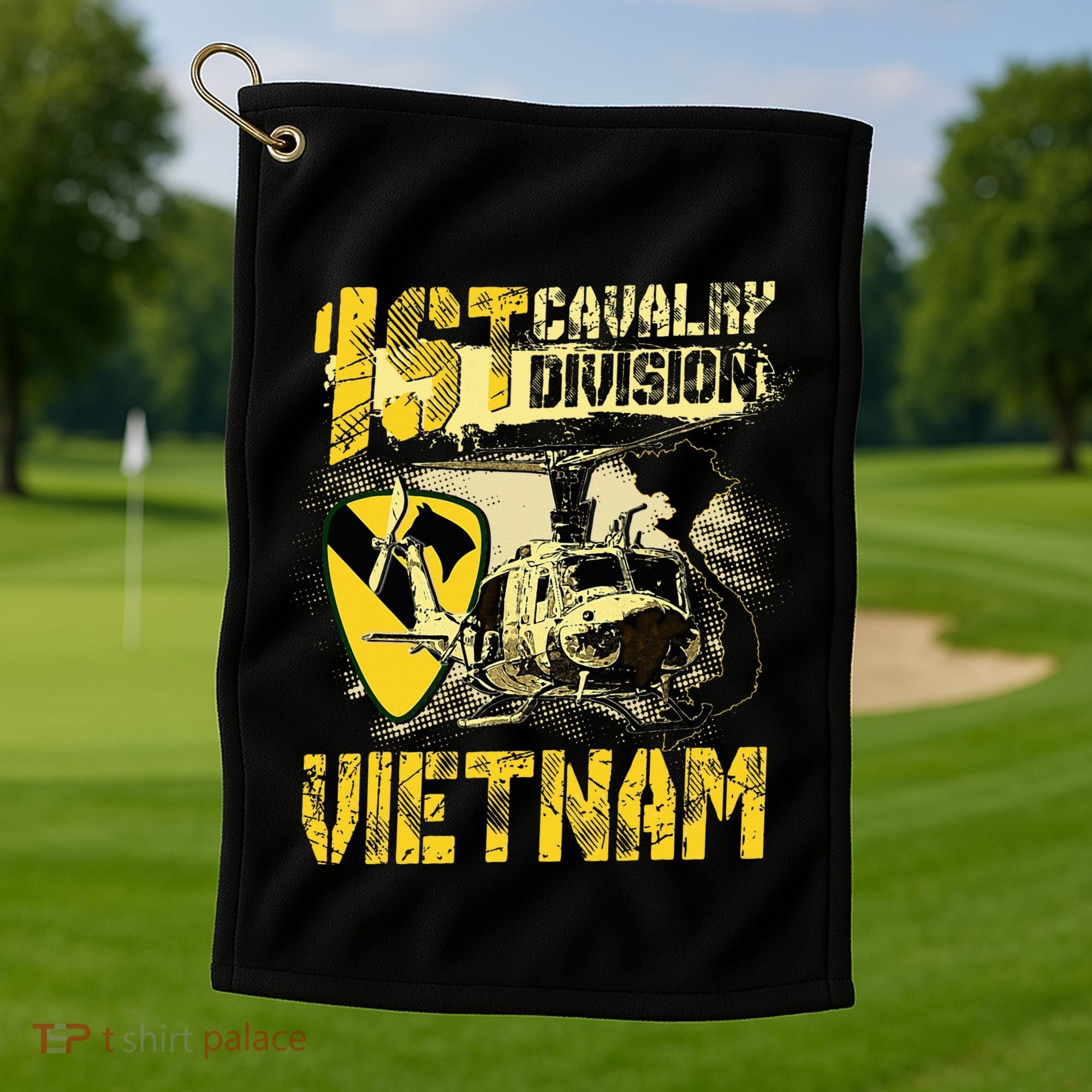 Uh1 Huey Helicopter 1st Cavalry Division Vietnam Veteran Golf Towel