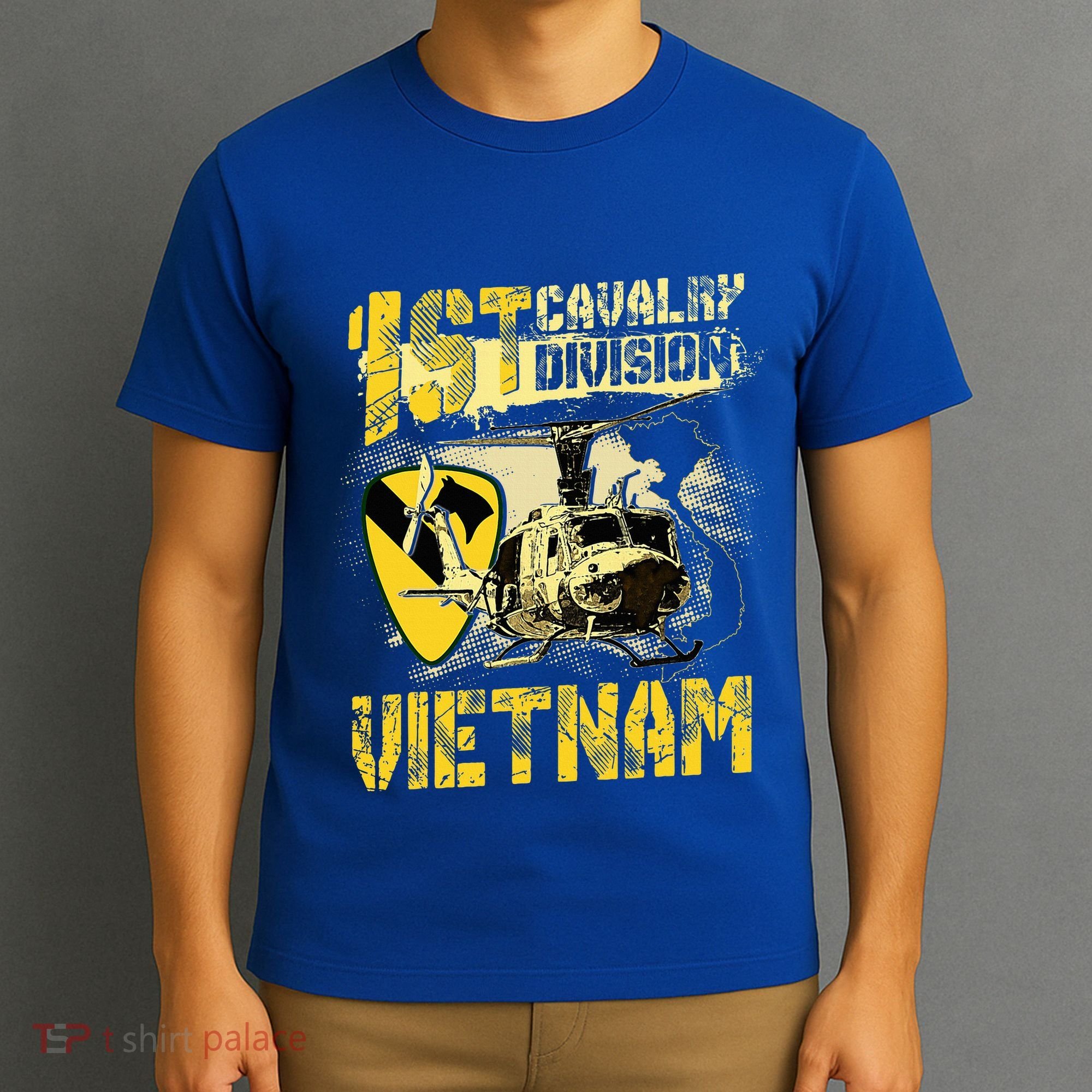 Uh1 Huey Helicopter 1st Cavalry Division Vietnam Veteran T-Shirt