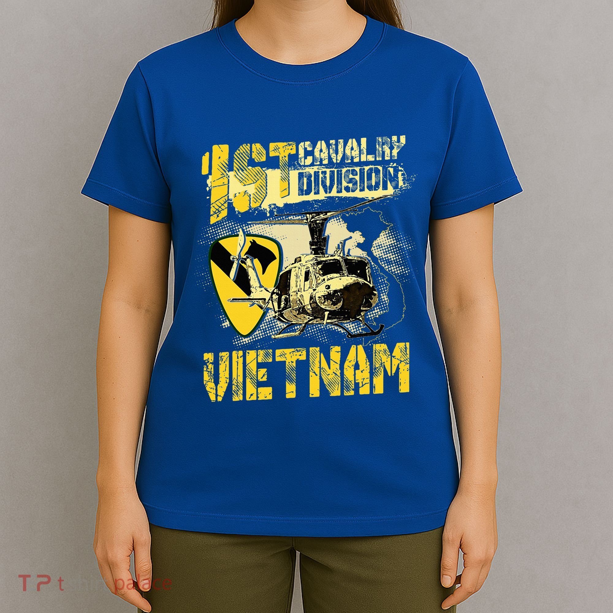 Uh1 Huey Helicopter 1st Cavalry Division Vietnam Veteran T-Shirt