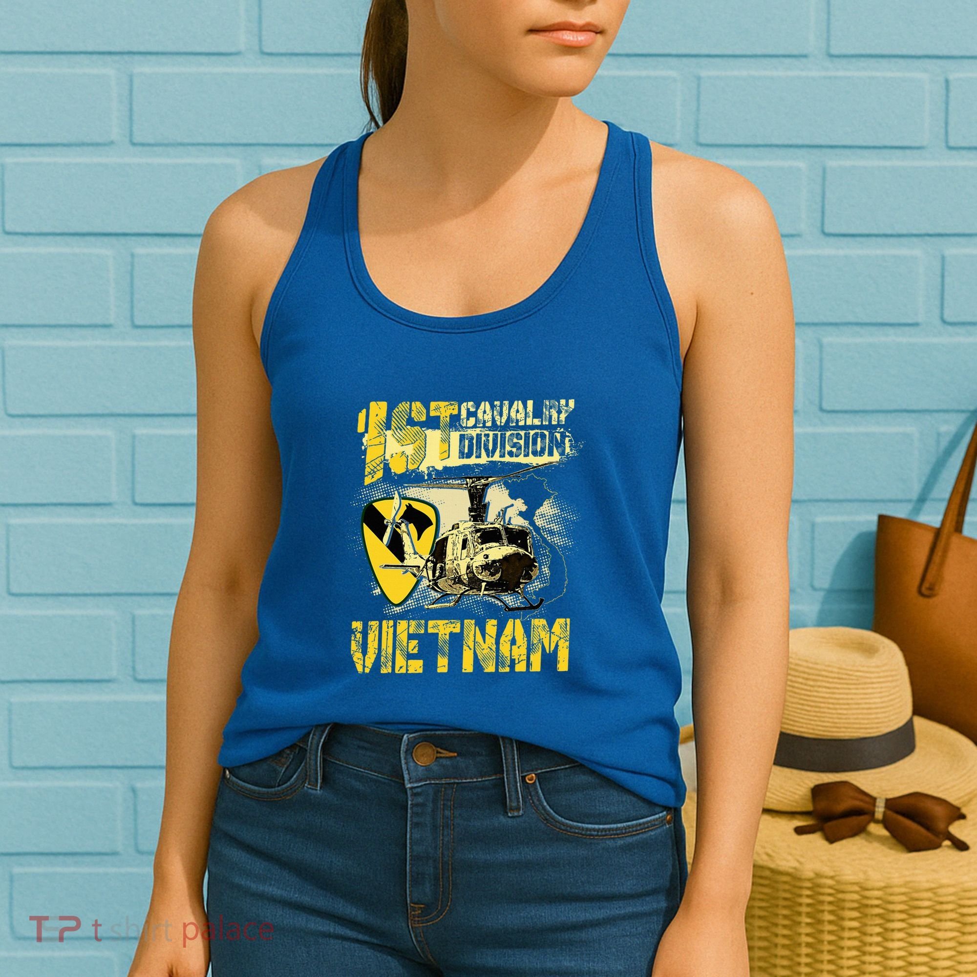 Uh1 Huey Helicopter 1st Cavalry Division Vietnam Veteran Women's Tank Top