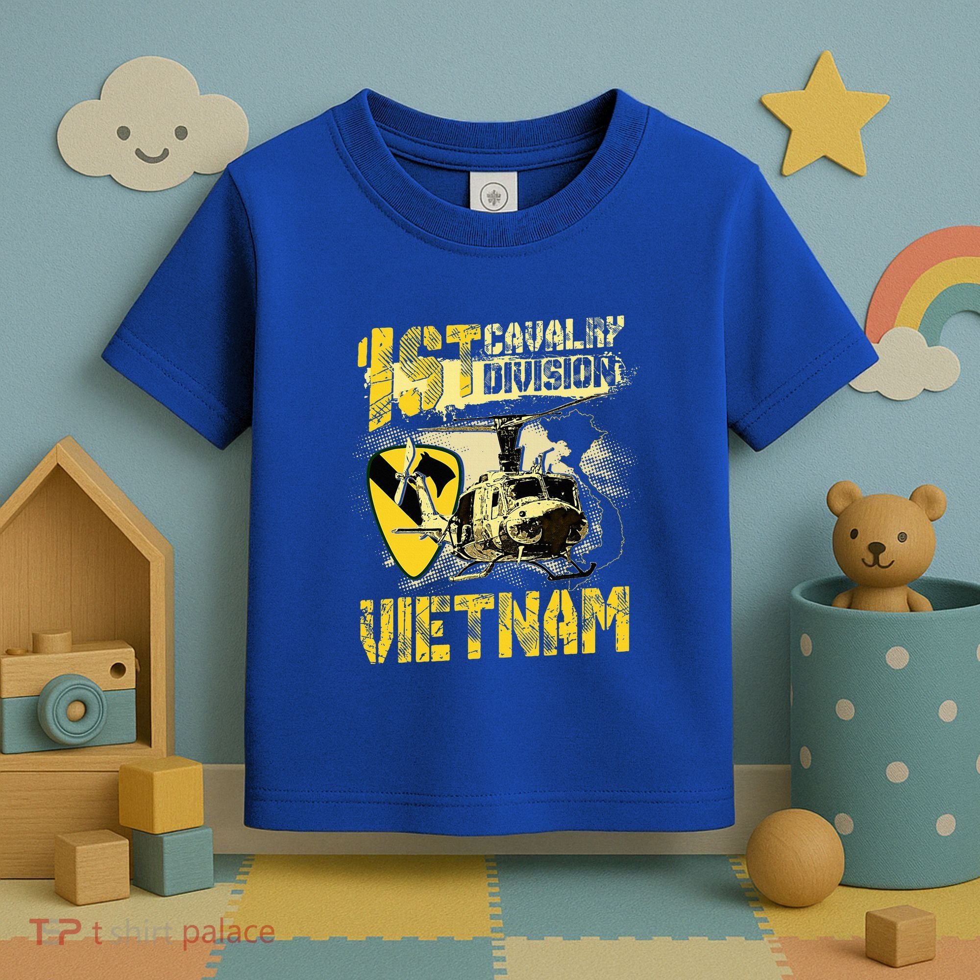 Uh1 Huey Helicopter 1st Cavalry Division Vietnam Veteran Toddler T-Shirt