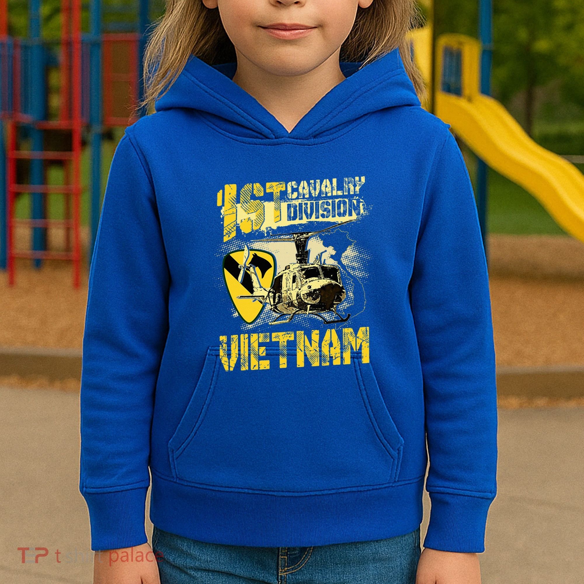 Uh1 Huey Helicopter 1st Cavalry Division Vietnam Veteran Kids Hoodie