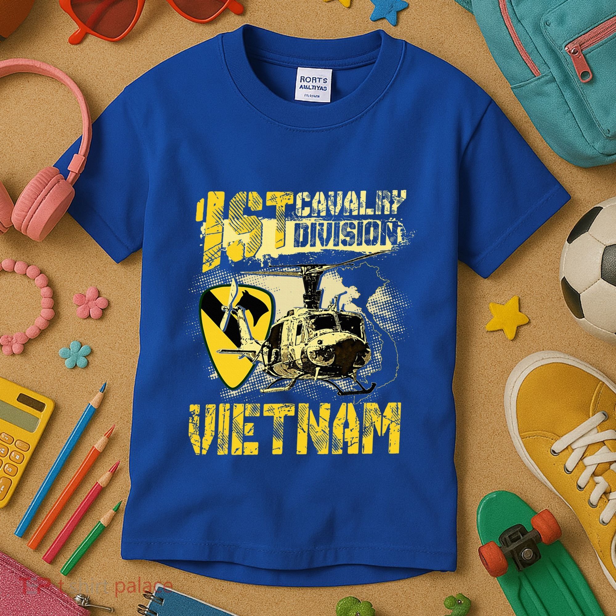 Uh1 Huey Helicopter 1st Cavalry Division Vietnam Veteran Kids T-Shirt
