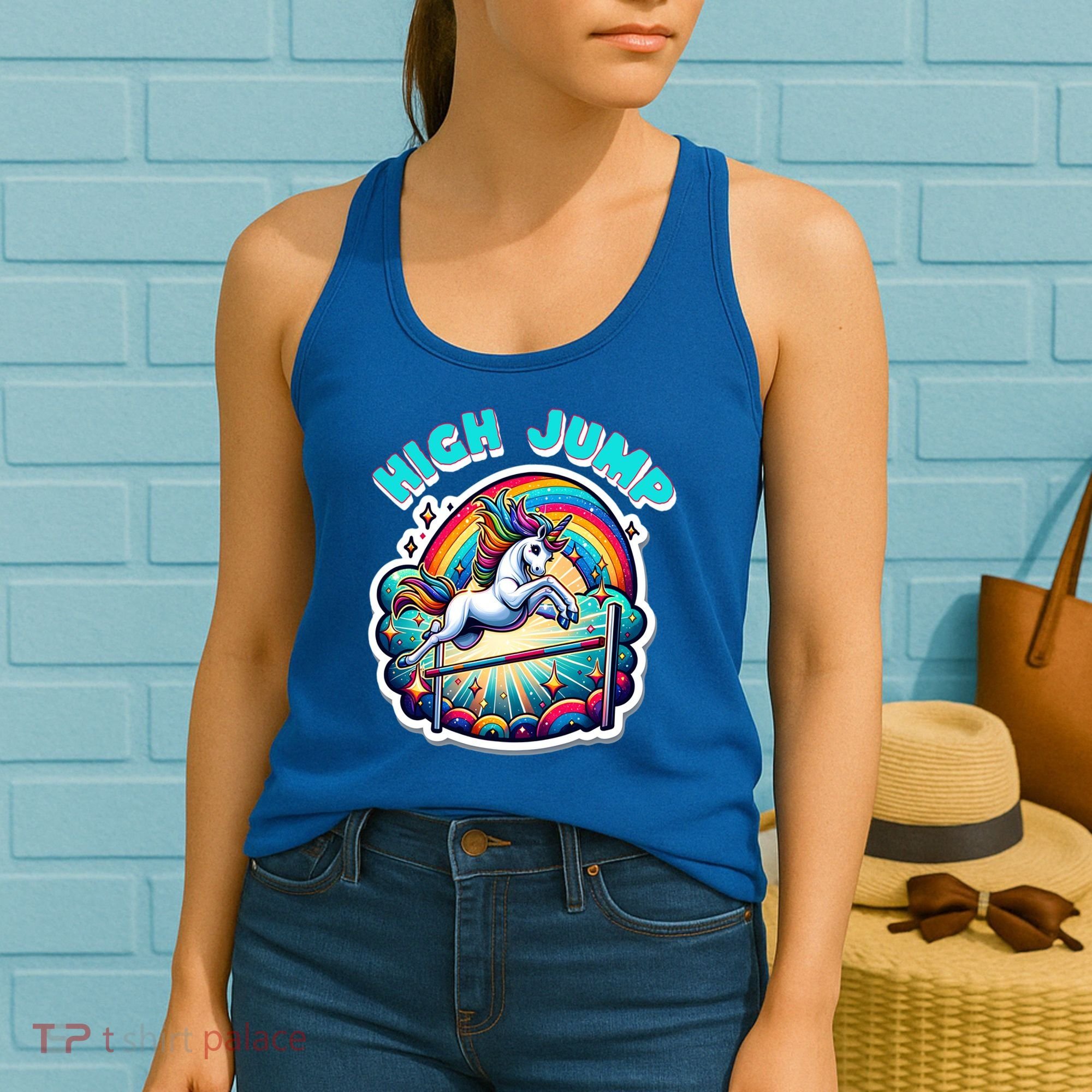 Unicorn High Jump Sports Fan Cartoon Style Women's Tank Top