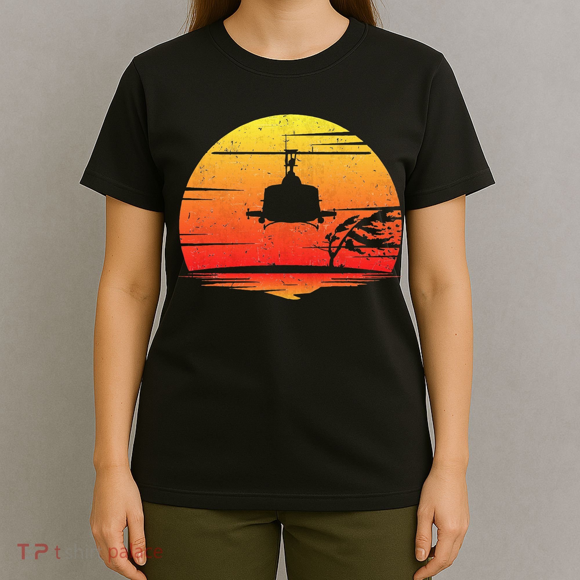 Uh1 Huey Retro Helicopter Vintage Style Vietnam Chopper T-Shirt