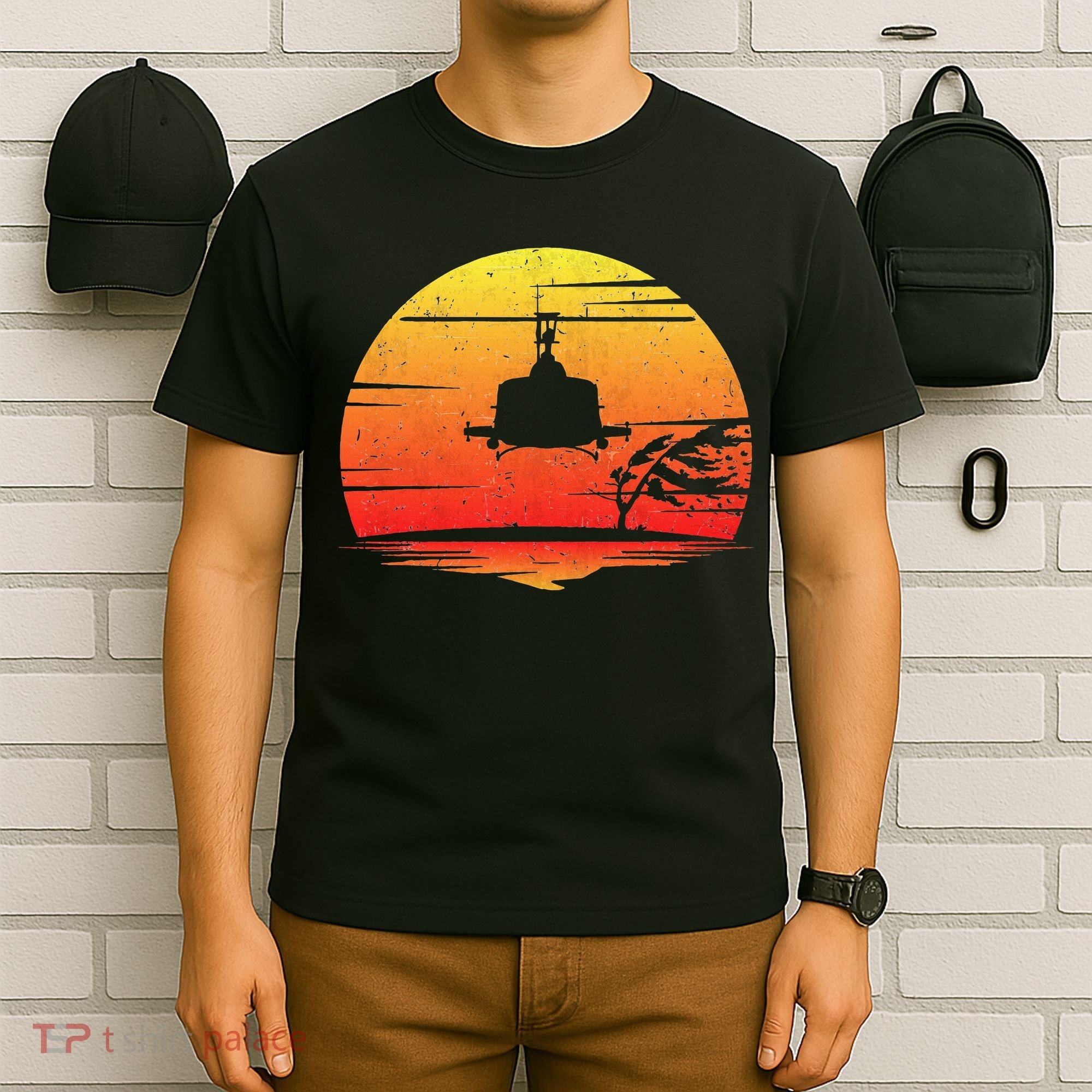 Uh1 Huey Retro Helicopter Vintage Style Vietnam Chopper T-Shirt