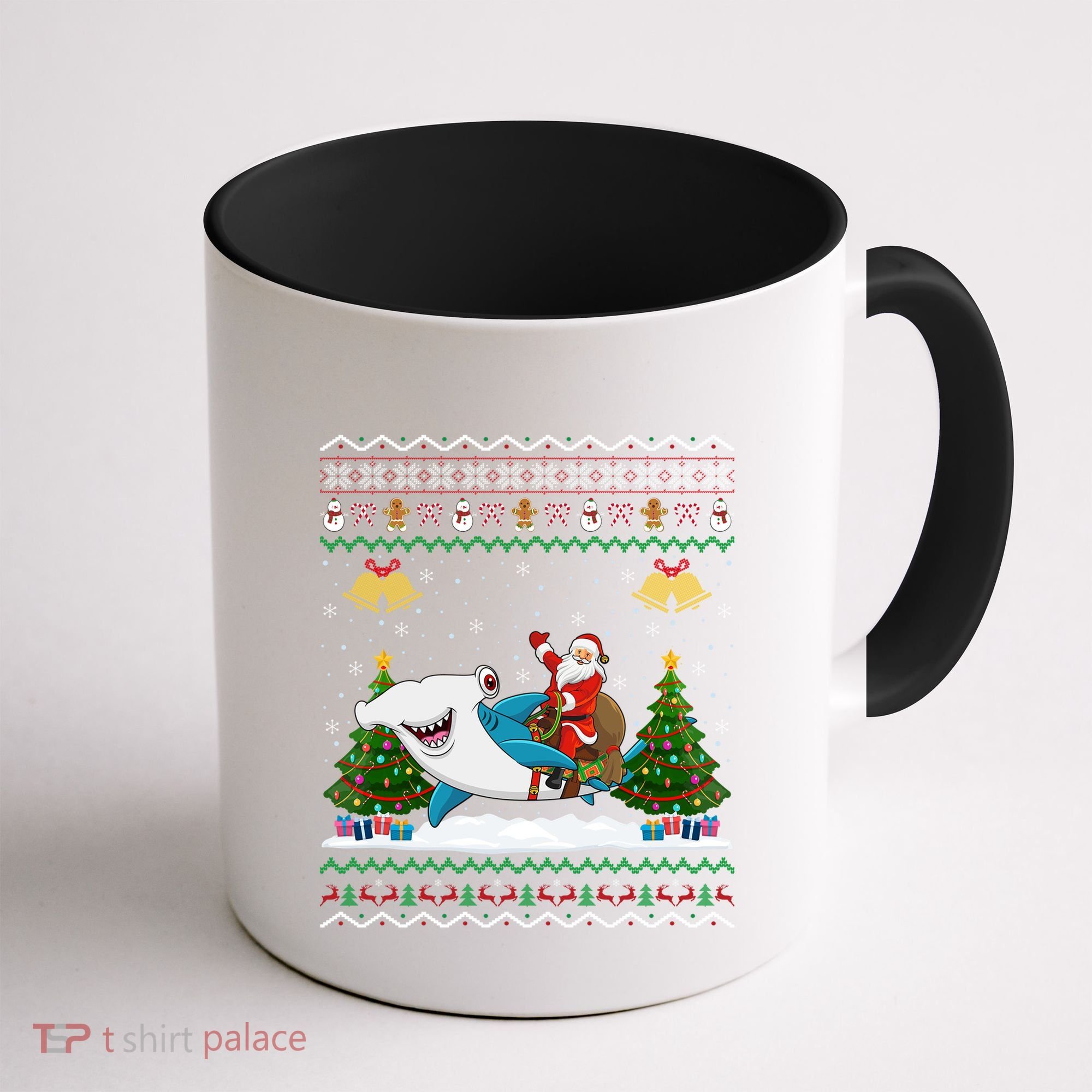 Ugly Hammerhead Shark Xmas Gift Santa Riding Shark Christmas Gift Coffee Mug