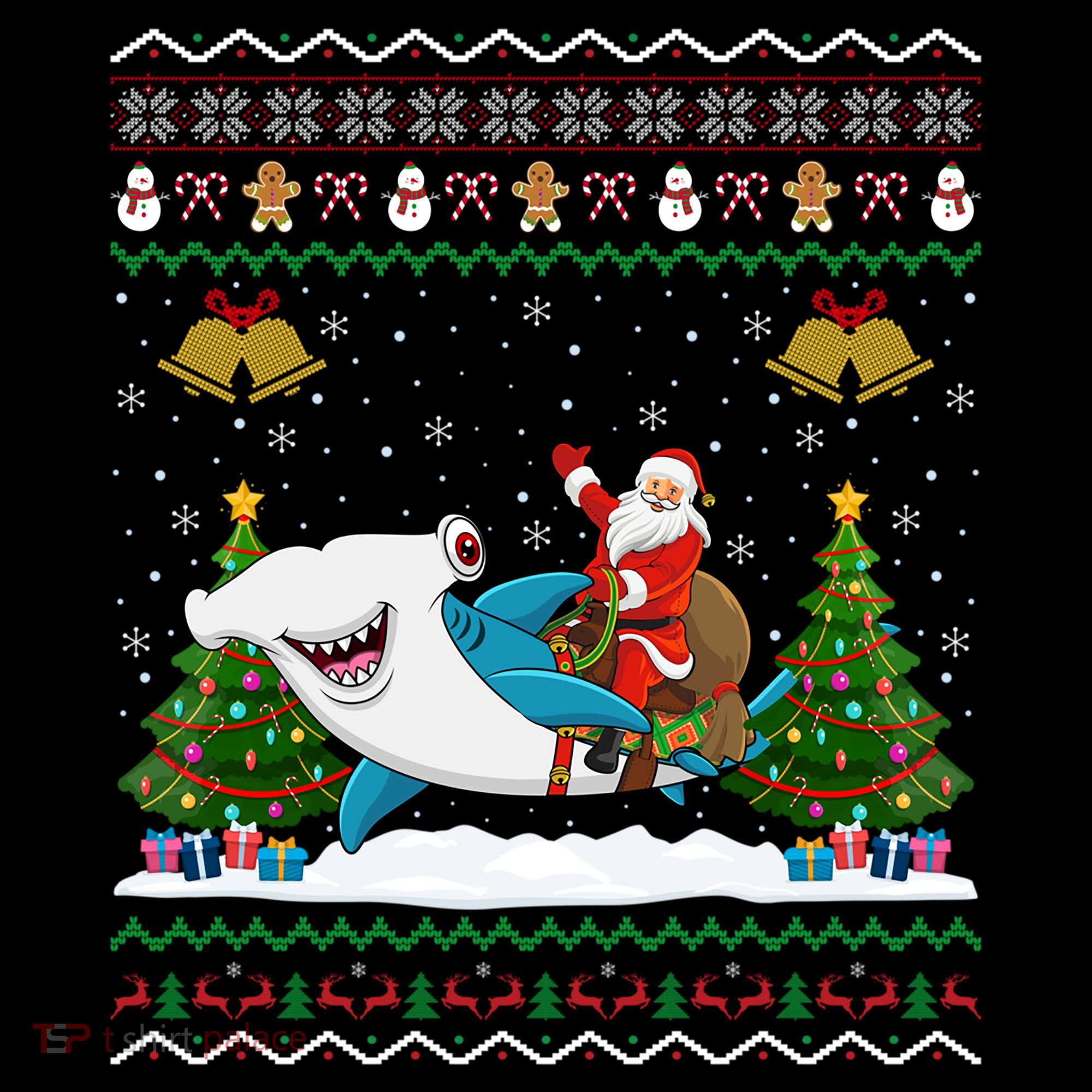 Ugly Hammerhead Shark Xmas Gift Santa Riding Shark Christmas Gift Coffee Mug