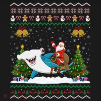 Ugly Hammerhead Shark Xmas Gift Santa Riding Shark Christmas Gift Women's Hoodie thumb 2