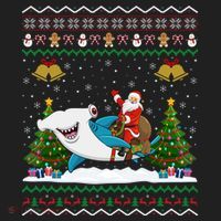 Ugly Hammerhead Shark Xmas Gift Santa Riding Shark Christmas Gift Hat thumb 2