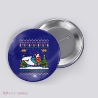 Ugly Hammerhead Shark Xmas Gift Santa Riding Shark Christmas Gift Button thumb 0