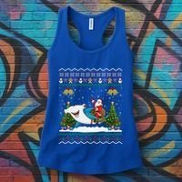 Ugly Hammerhead Shark Xmas Gift Santa Riding Shark Christmas Gift Women's Tank Top thumb 3