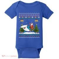 Ugly Hammerhead Shark Xmas Gift Santa Riding Shark Christmas Gift Baby Bodysuit thumb 0