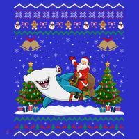 Ugly Hammerhead Shark Xmas Gift Santa Riding Shark Christmas Gift Baby Bodysuit thumb 2