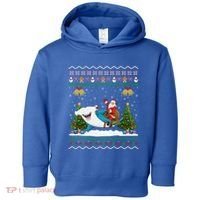 Ugly Hammerhead Shark Xmas Gift Santa Riding Shark Christmas Gift Toddler Hoodie thumb 0