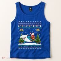 Ugly Hammerhead Shark Xmas Gift Santa Riding Shark Christmas Gift Tank Top thumb 2