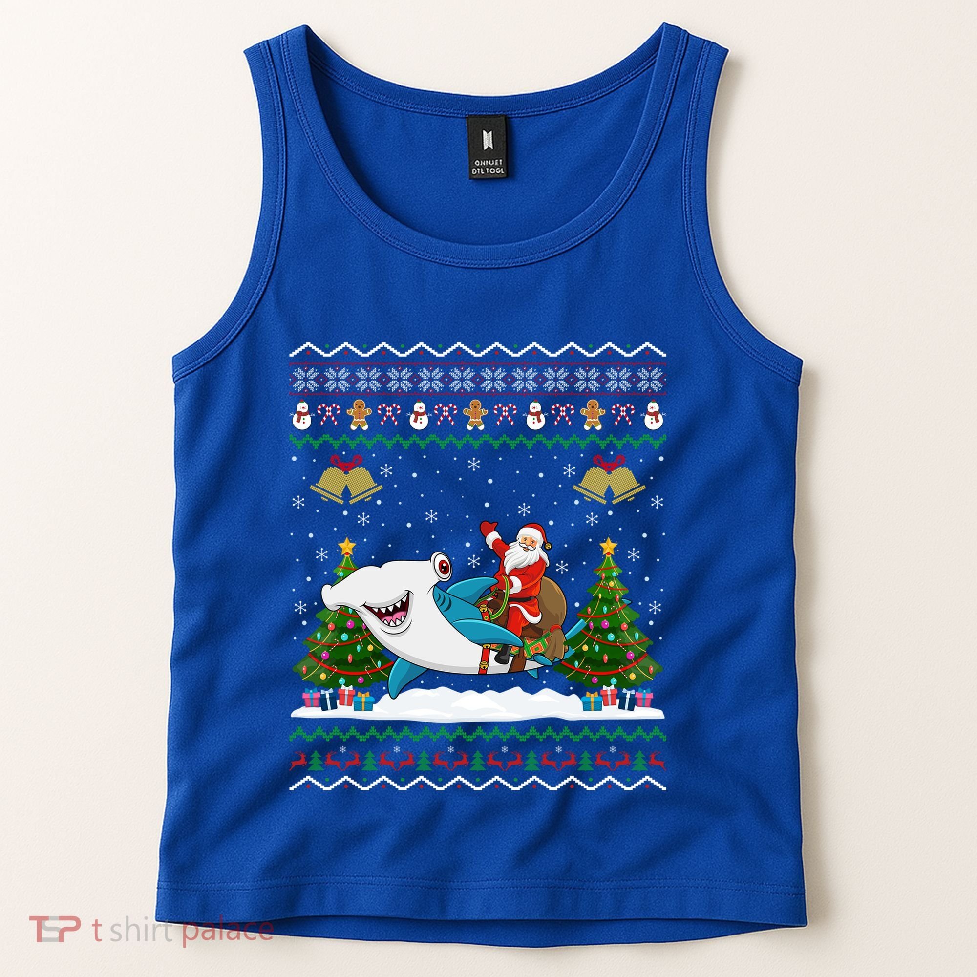 Ugly Hammerhead Shark Xmas Gift Santa Riding Shark Christmas Gift Tank Top