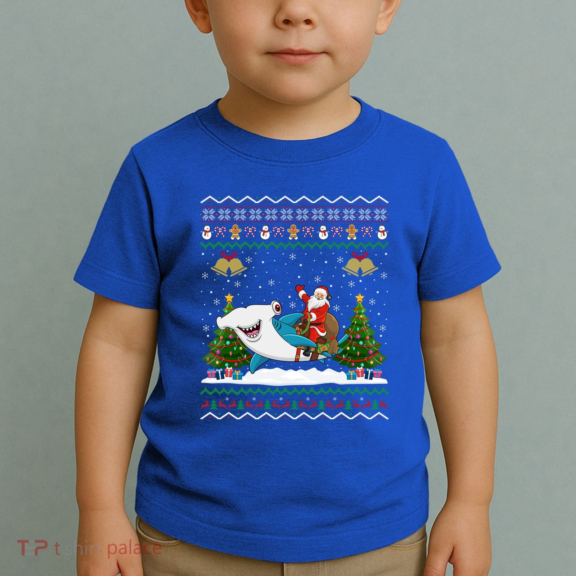 Ugly Hammerhead Shark Xmas Gift Santa Riding Shark Christmas Gift Toddler T-Shirt