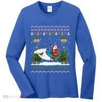 Ugly Hammerhead Shark Xmas Gift Santa Riding Shark Christmas Gift Women's Long Sleeve Shirt thumb 0