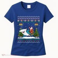 Ugly Hammerhead Shark Xmas Gift Santa Riding Shark Christmas Gift Women's T-Shirt thumb 0
