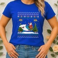 Ugly Hammerhead Shark Xmas Gift Santa Riding Shark Christmas Gift Women's T-Shirt thumb 2