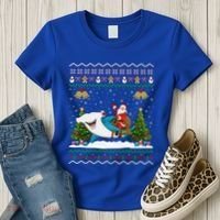 Ugly Hammerhead Shark Xmas Gift Santa Riding Shark Christmas Gift Women's T-Shirt thumb 3