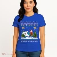 Ugly Hammerhead Shark Xmas Gift Santa Riding Shark Christmas Gift Women's T-Shirt thumb 4