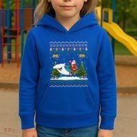 Ugly Hammerhead Shark Xmas Gift Santa Riding Shark Christmas Gift Kids Hoodie thumb 3