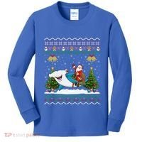 Ugly Hammerhead Shark Xmas Gift Santa Riding Shark Christmas Gift Kids Long Sleeve Shirt thumb 0