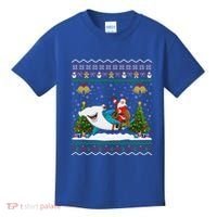 Ugly Hammerhead Shark Xmas Gift Santa Riding Shark Christmas Gift Kids T-Shirt thumb 0