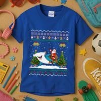 Ugly Hammerhead Shark Xmas Gift Santa Riding Shark Christmas Gift Kids T-Shirt thumb 3