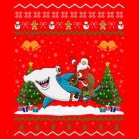 Ugly Hammerhead Shark Xmas Gift Santa Riding Shark Christmas Gift Santa Hat thumb 1