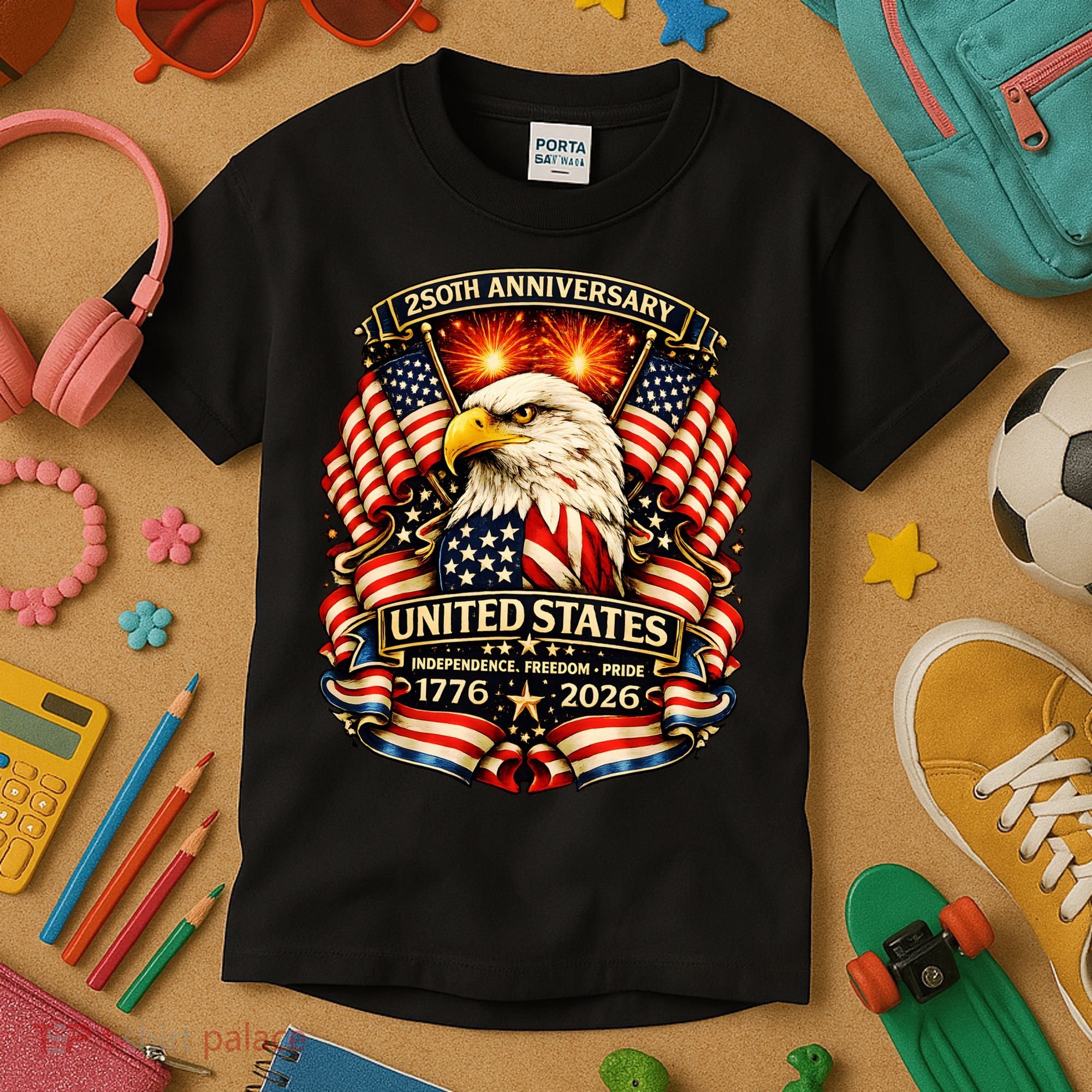 USA Independence 250th Anniversary 1776 2026 Kids T-Shirt