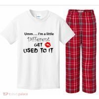Umm I’M A Little Different Get Used Kids Plaid Pajama Set thumb 0