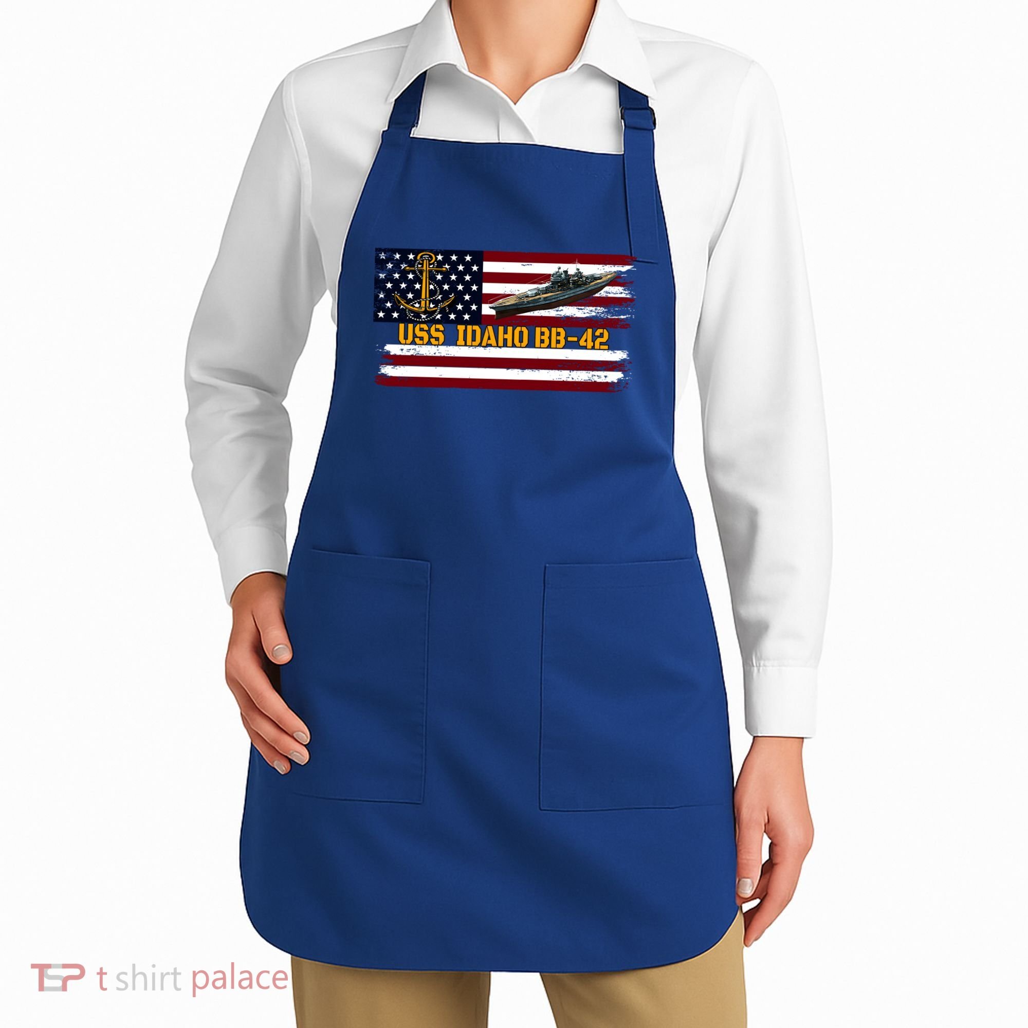 Uss Idaho Bbgift42 Ww2 Battleship Warship Veterans Day Father's Cool Gift Apron