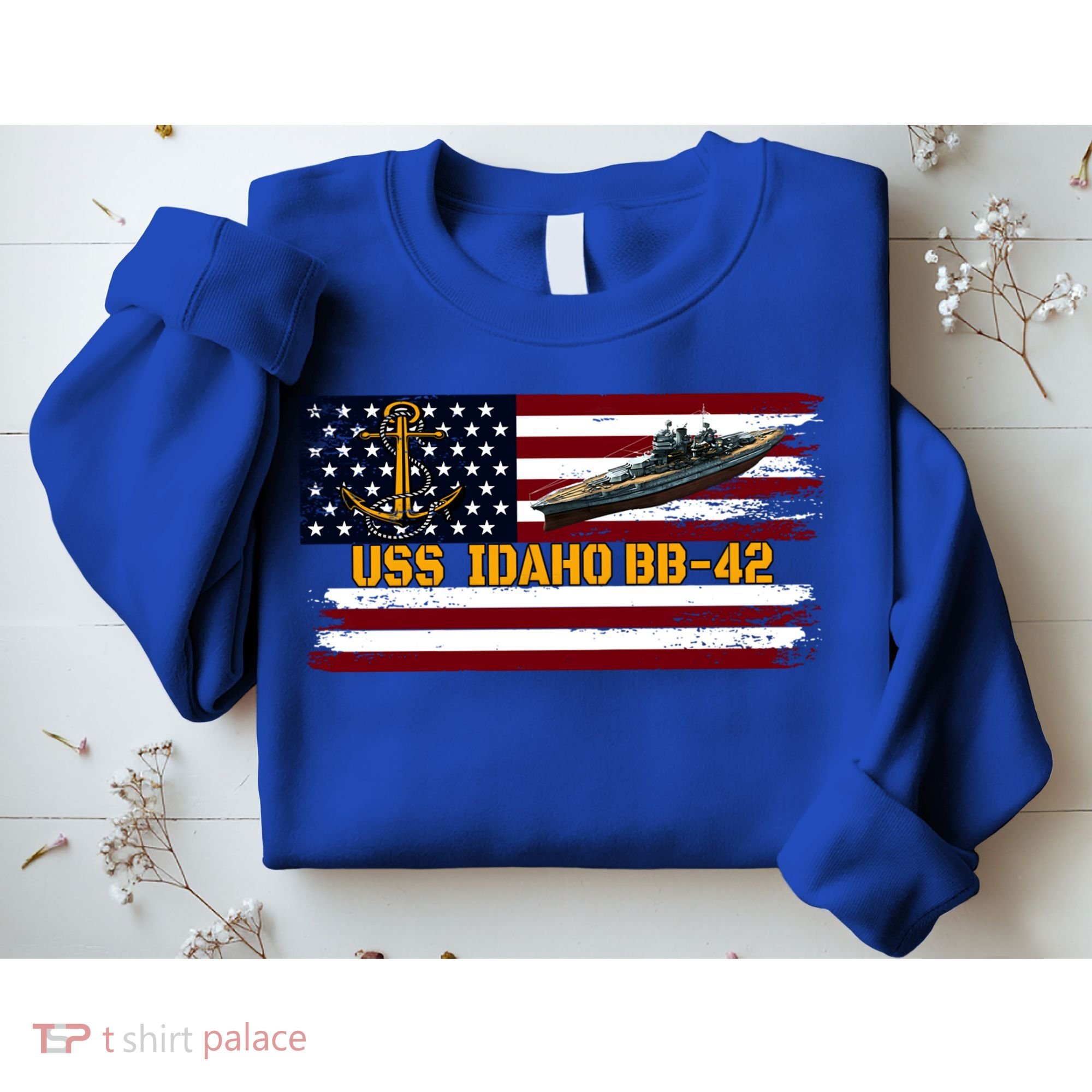 Uss Idaho Bbgift42 Ww2 Battleship Warship Veterans Day Father's Cool Gift Sweatshirt